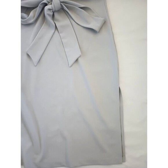 Alexia Admor Ricki Midi Dress Size L Gray Tie Dolman Sleeve Side Slits Scuba - Picture 11 of 16